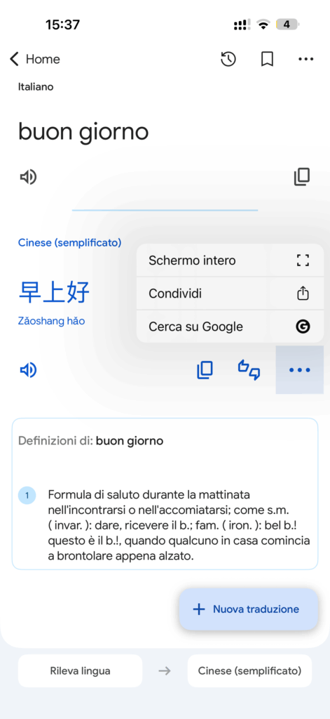 Google Translate tasto per schermo intero per semplificare i nostri viaggi