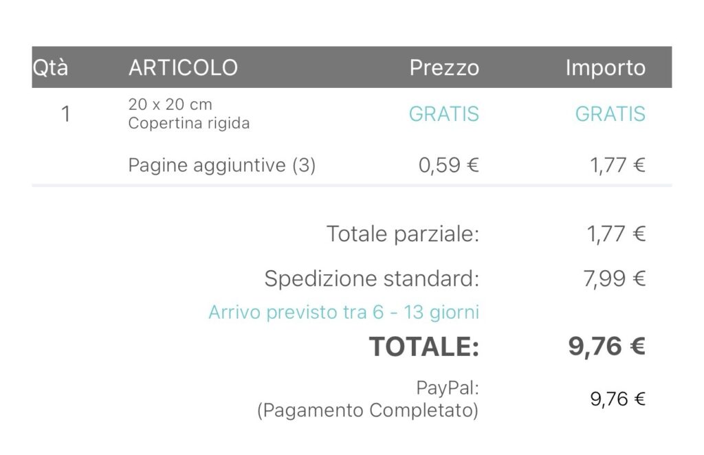 fattura-spese-di-spedizione-stampa-fotolibro-gratis